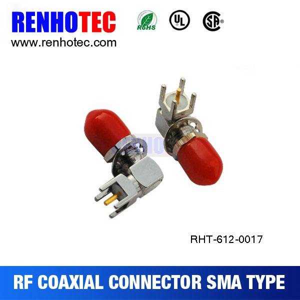 Nickel plated female coaxial right angle SMA connector
