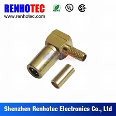 solder type right angle smb plug for semi-rigid cable