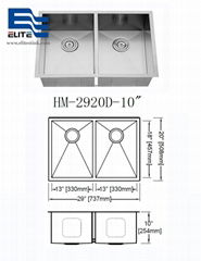 16G Stainless Steel Sink 50 / 50 double bowl