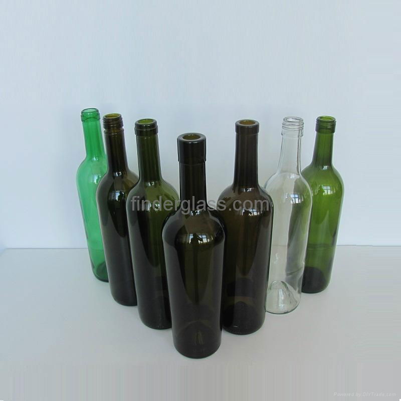 High quality  long neck burgundy 750ml wine glass bottle 3