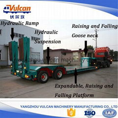 2 axle expandable low bed trailer with hydraulic ramp