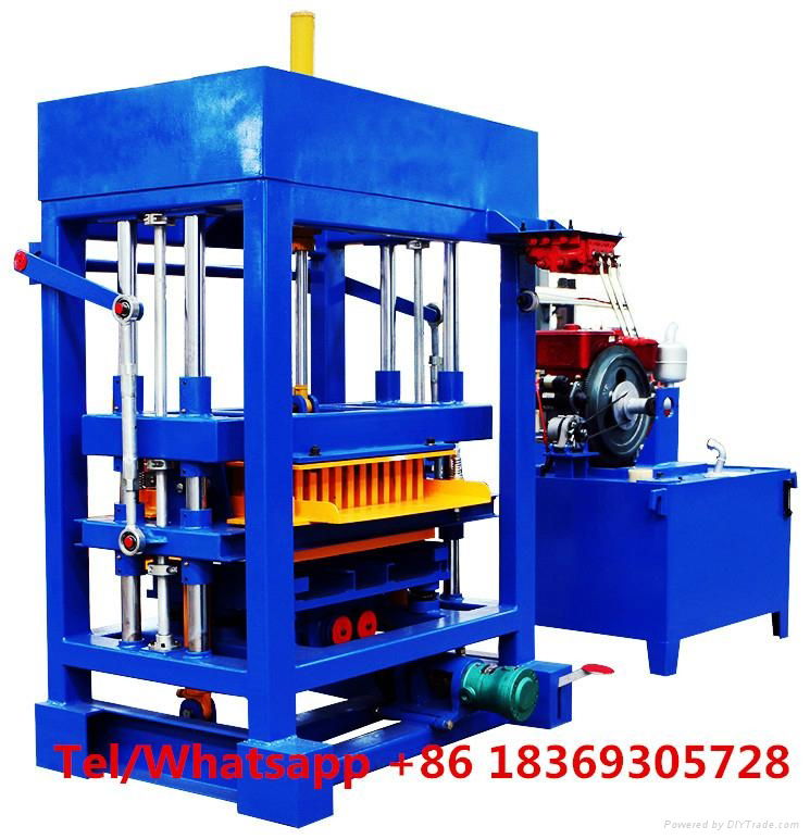 QT4-30 diesel engine power colorful interlocking block making machine  2