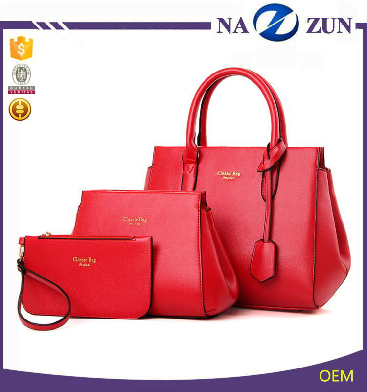 2016 New Design Wholesale 3 PCS In 1 Set Lady Handbags Leather bag set 4