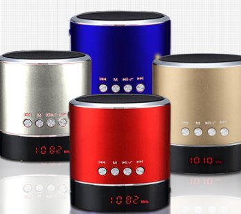 Metal Housing Crystal Clear Sound Cylindrical Mini LED Display Bluetooth Speaker