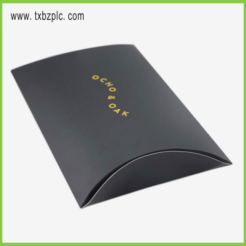Brand name black paper custom print logo pillow box for gift