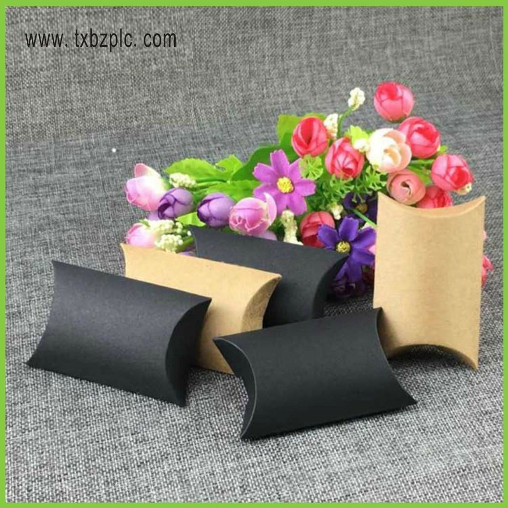 Brand name black paper custom print logo pillow box for gift 5