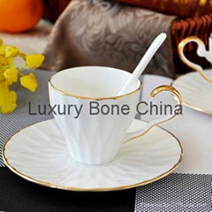 White Fine Bone China Cup and Saucer Set