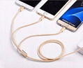 3-in-1 Multi-function nylon braided usb data cable for iphone Andoird and TYPE C