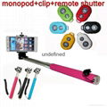Z07-1 Monopod Selfie Sticks Monopod with Clip Remote Shutter