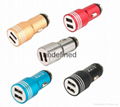 Mobile Phone Metal  USB Charger Safety Hammer Car Charger 2 USB Ports 5V 2.4A 