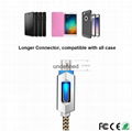 New fashion smart quick charging led usb lighted nylon braided cable for iphone 