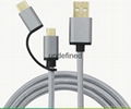 3.3F Nylon Braided Charge & Sync Cable with Type C and Micro 2-in-1 Connector