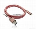 3.3F Nylon Braided 2017 new cable type c  metal shell led usb charging cable