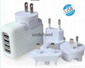 4 USB AC Power Multi Adapter Travel Wall Charger US EU UK AU Plug USB Charger