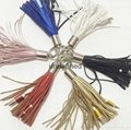 2017 New Leather Tassel 8pin to USB Cable Metal Ring KeyChain Charge Data Cable