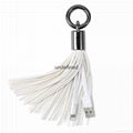 2017 New Leather Tassel 8pin to USB Cable Metal Ring KeyChain Charge Data Cable