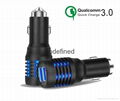  Metal Safety hammer Quick charger 3.0 car charger,qc3.0 car charger usb charger