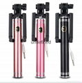 2017 Popular Wired Foldable Mini selfie stick with 3.5mm cable for smart phones