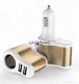 Factory supply 3 In 1 Car charger Cigarette Lighter Adapter 2 USB Port  5V 3.1A 