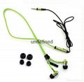 Fashion and Hot selling Zipper Earphone Metal Shell In-Ear Earphone With MIC  