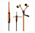 Fashion and Hot selling Zipper Earphone Metal Shell In-Ear Earphone With MIC  