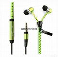 Promotional in-ear earphone, mobile phone wired earbuds, stereo zipper earphone