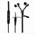 Promotional in-ear earphone, mobile phone wired earbuds, stereo zipper earphone