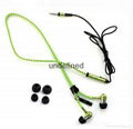 Promotional in-ear earphone, mobile phone wired earbuds, stereo zipper earphone