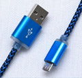 Colorful micro usb 2.0 cable sync charging cable 2.1A  hemp rope usb sync cable