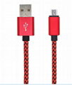 Colorful micro usb 2.0 cable sync charging cable 2.1A  hemp rope usb sync cable