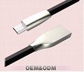 Hot Sell Metal Zinc Alloy USB Charge Flat Cable High Speed Micro USB Data Cable 
