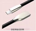 Flat Zinc Alloy USB Sync Charge type C Data Cord cable for Smart Phones