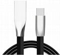 Flat Zinc Alloy USB Sync Charge type C Data Cord cable for Smart Phones