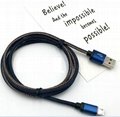 Leather Sewing Micro USB Data Charger Cable with Aluminum Alloy for Smart phone