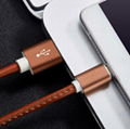 Leather Sewing Micro USB Data Charger Cable with Aluminum Alloy for Smart phone