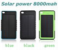 6000mAh/8000mah Waterproof Solar Power Bank Dual USB Backup Battery Charger