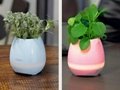 smart led flowerpot bluetooth speaker for real plant touch leaf to play music