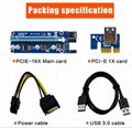 Bitcoin Miner Upgrade Version Blue PCI-E 1X to 16X pcie Riser Card 60CM usb 3.0 