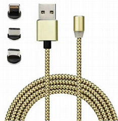 Magnetic cable 360 degree auoto plug round magnetic charging cable