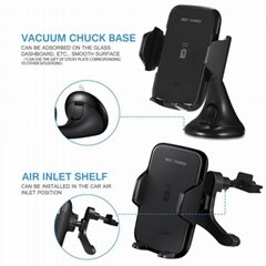 2018 new 10W fast charge qi wireless car charger mount