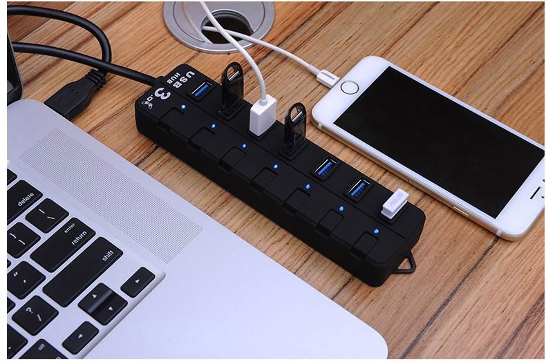 Super Speed 4 port usb hub with ac adapter usb 3.0 hub switches and LED