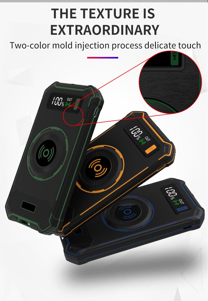 2018 Military Design Wireless Charger Outdoor Anti-Shock Power Bank 10000mAh 3