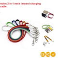 90cm length nylon 2 in 1 neck lanyard charging cable with full logo printing