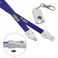 90cm length nylon 2 in 1 neck lanyard charging cable with full logo printing