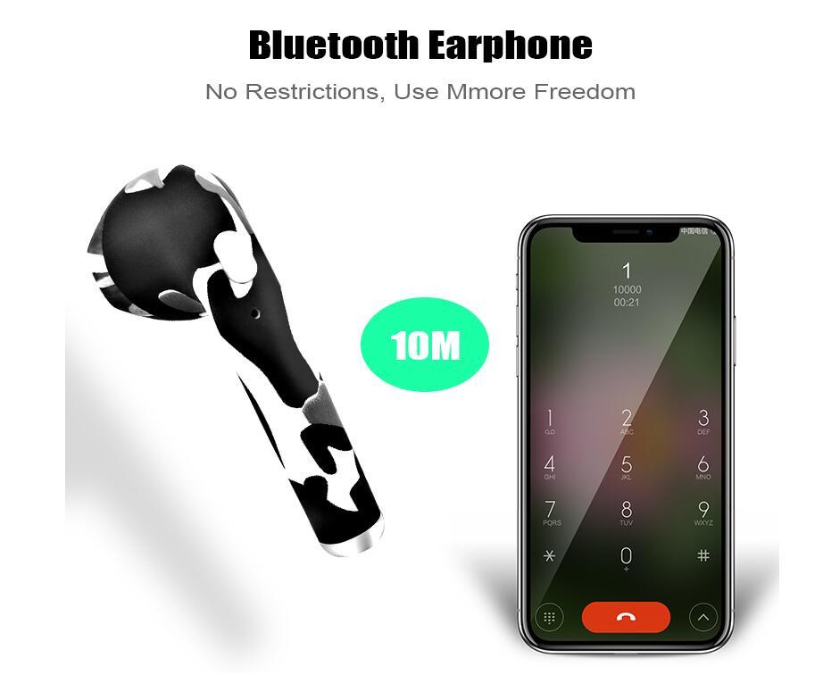 Camouflage mini wireless bluetooth hands free headphone stereo earbud headset 2