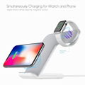 2 in 1 Qi Wireless Fast Charger Dock Station Stand For Watch/Phone Samsung S9 S8 3