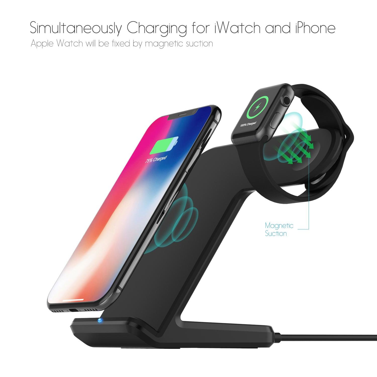 2 in 1 Qi Wireless Fast Charger Dock Station Stand For Watch/Phone Samsung S9 S8