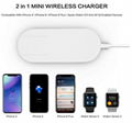 2 in 1 Wireless Charger Pad Fast Charger Ultra Slim Dock Station For Watch Phone