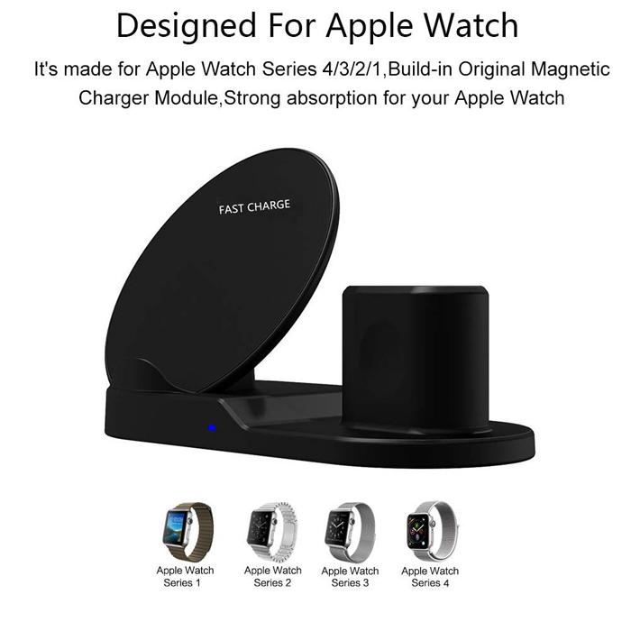 2019 New 3 in 1 Wireless Charger Stand Fast Charging Dock for Phone Watch Airpod 2