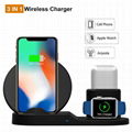 2019 New 3 in 1 Wireless Charger Stand Fast Charging Dock for Phone Watch Airpod 1
